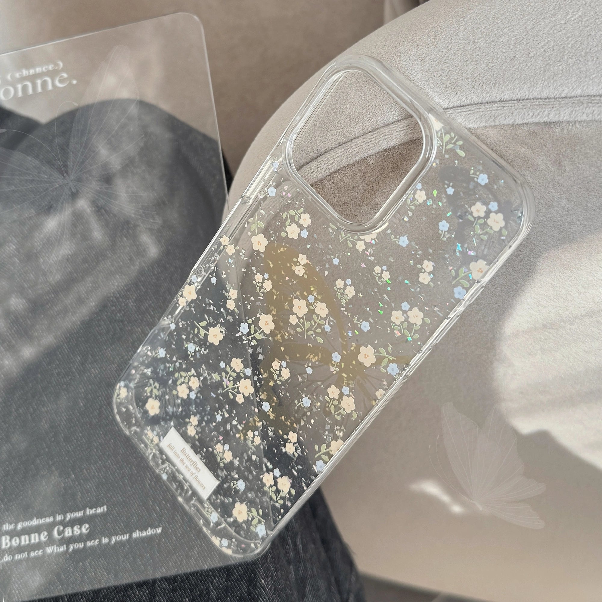 Yellow Butterflies & Blue Florals - iPhone Case